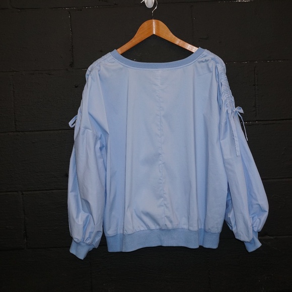 ELOQUII  balloon sleeve pullover top light blue - Picture 3 of 7